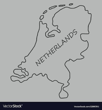 Map of netherlands with flag isolated white vector image