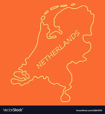 Map of netherlands with flag isolated white vector image