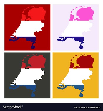 Map of netherlands with flag isolated white vector image