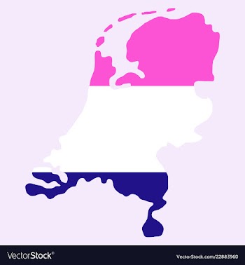 Map of netherlands with flag isolated white vector image