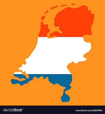 Map of netherlands with flag isolated white vector image