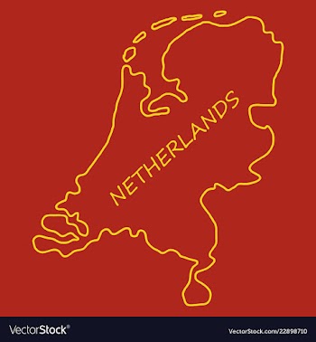 Map of netherlands with flag isolated white vector image