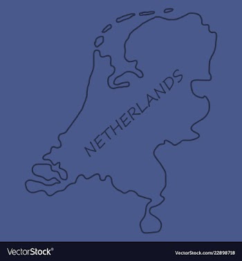 Map of netherlands with flag isolated white vector image