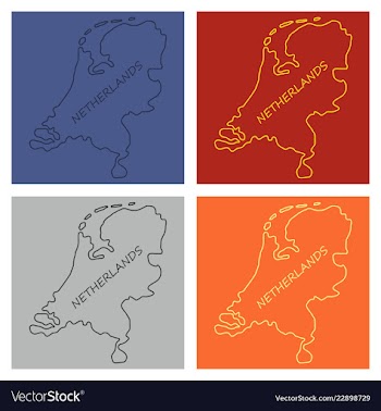 Map of netherlands with flag isolated white vector image