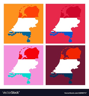 Map of netherlands with flag isolated white vector image