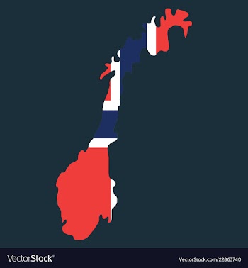 Map of norway filled with flag of the state vector image