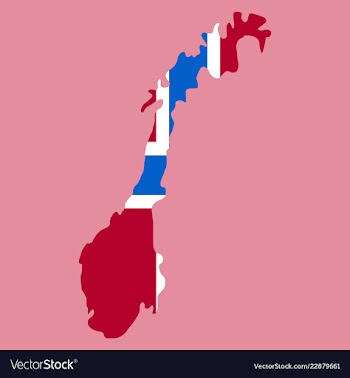 Map of norway filled with flag of the state vector image