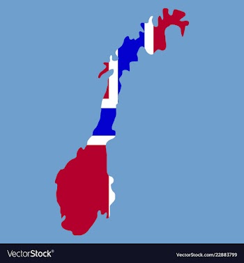 Map of norway filled with flag of the state vector image