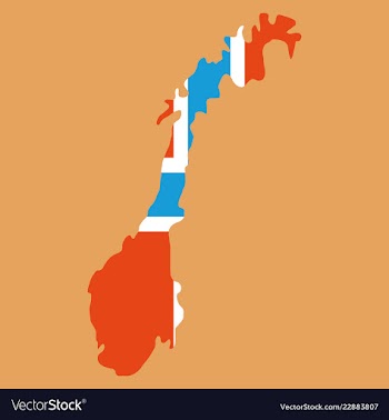Map of norway filled with flag of the state vector image