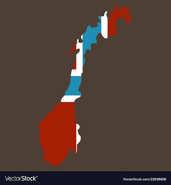 Map of norway filled with flag of the state vector image