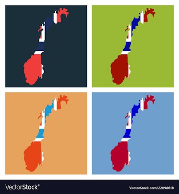 Map of norway filled with flag of the state vector image