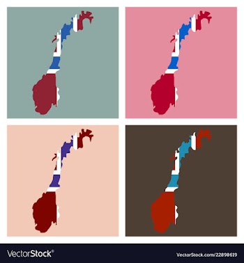 Map of norway filled with flag of the state vector image