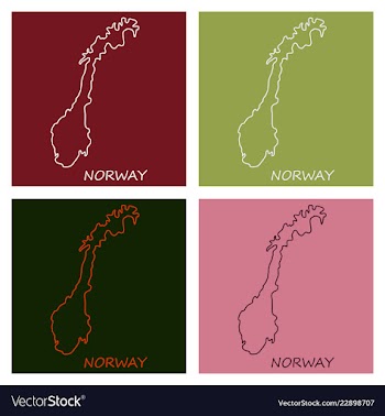 Map of norway filled with flag of the state vector image