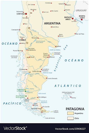  					Map of patagonia the southern part of south vector image														