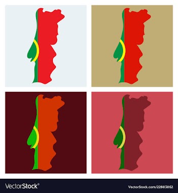 Map of portugal with national flag isolated on vector image
