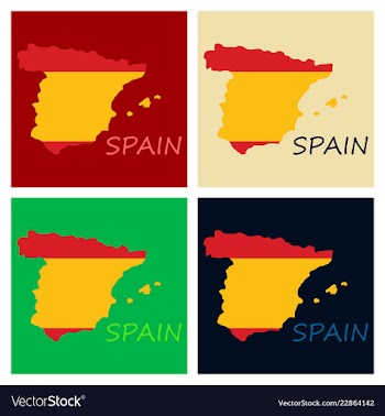 Map of spain with national flag isolated on white vector image