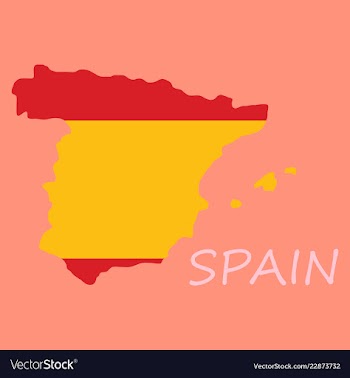 Map of spain with national flag isolated on white vector image