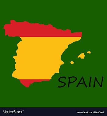 Map of spain with national flag isolated on white vector image