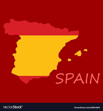 Map of spain with national flag isolated on white vector image