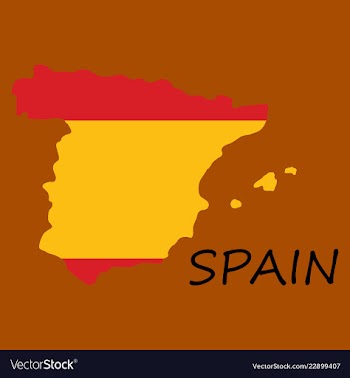 Map of spain with national flag isolated on white vector image