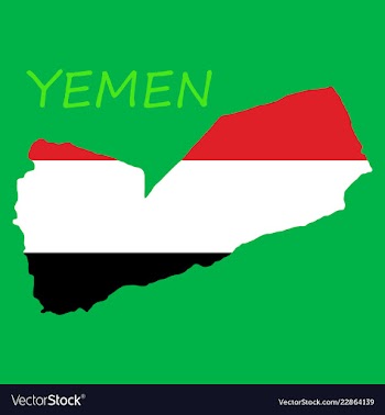 Map of yemen with the image of the national flag vector image