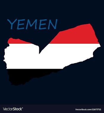 Map of yemen with the image of the national flag vector image