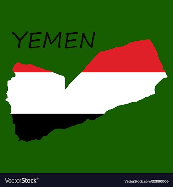Map of yemen with the image of the national flag vector image