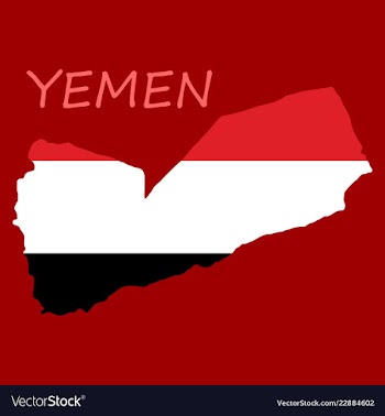 Map of yemen with the image of the national flag vector image