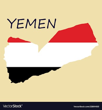 Map of yemen with the image of the national flag vector image