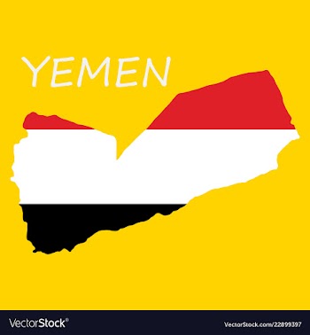 Map of yemen with the image of the national flag vector image