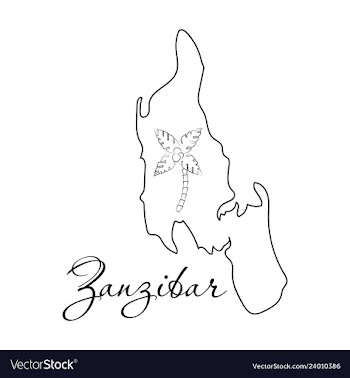 Map of zanzibar with palms vector image