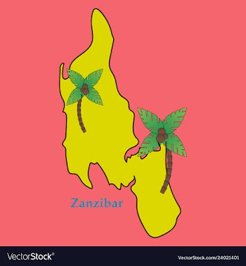Map of zanzibar with palms vector image
