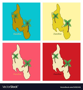 Map of zanzibar with palms vector image