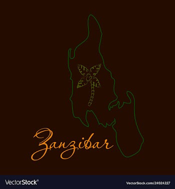 Map of zanzibar with palms vector image