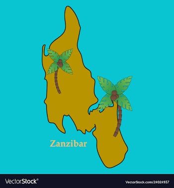 Map of zanzibar with palms vector image