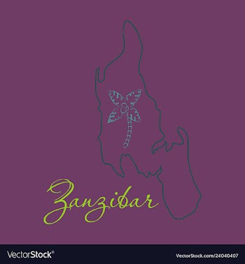 Map of zanzibar with palms vector image