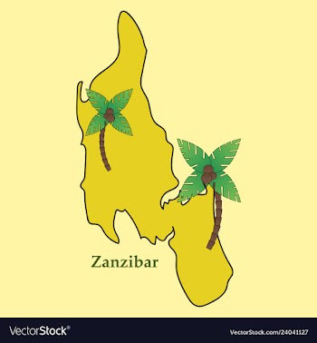 Map of zanzibar with palms vector image