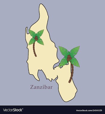 Map of zanzibar with palms vector image