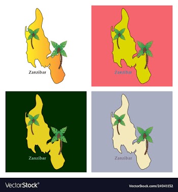 Map of zanzibar with palms vector image