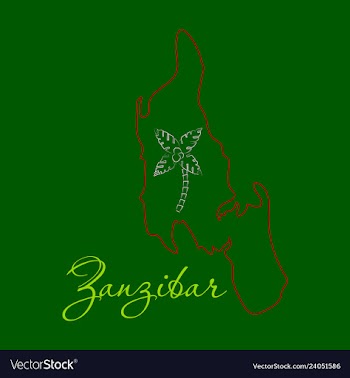Map of zanzibar with palms vector image