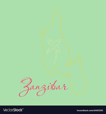 Map of zanzibar with palms vector image