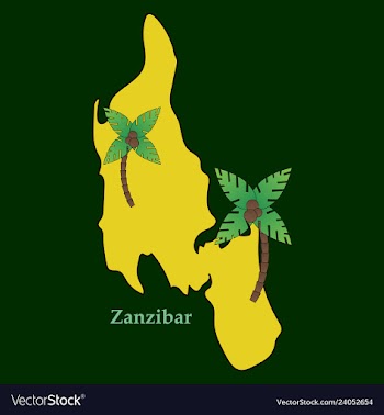 Map of zanzibar with palms vector image