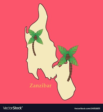 Map of zanzibar with palms vector image