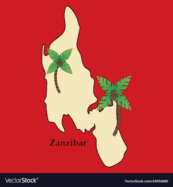 Map of zanzibar with palms vector image