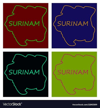 Map outline and flag of suriname a horizontal vector image