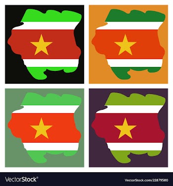 Map outline and flag of suriname a horizontal vector image