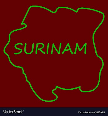 Map outline and flag of suriname a horizontal vector image