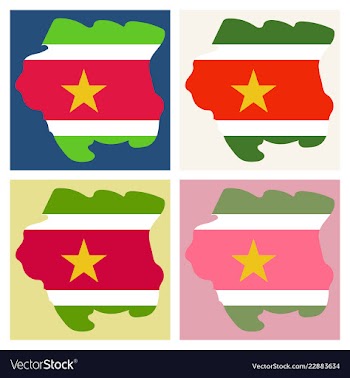 Map outline and flag of suriname a horizontal vector image