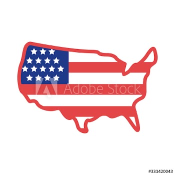 map with united states of america flag silhouette style