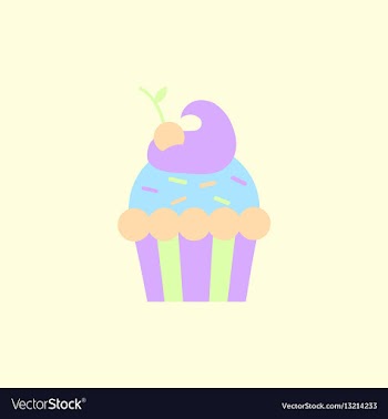 Maraschino cherry cupcake icon vector image
